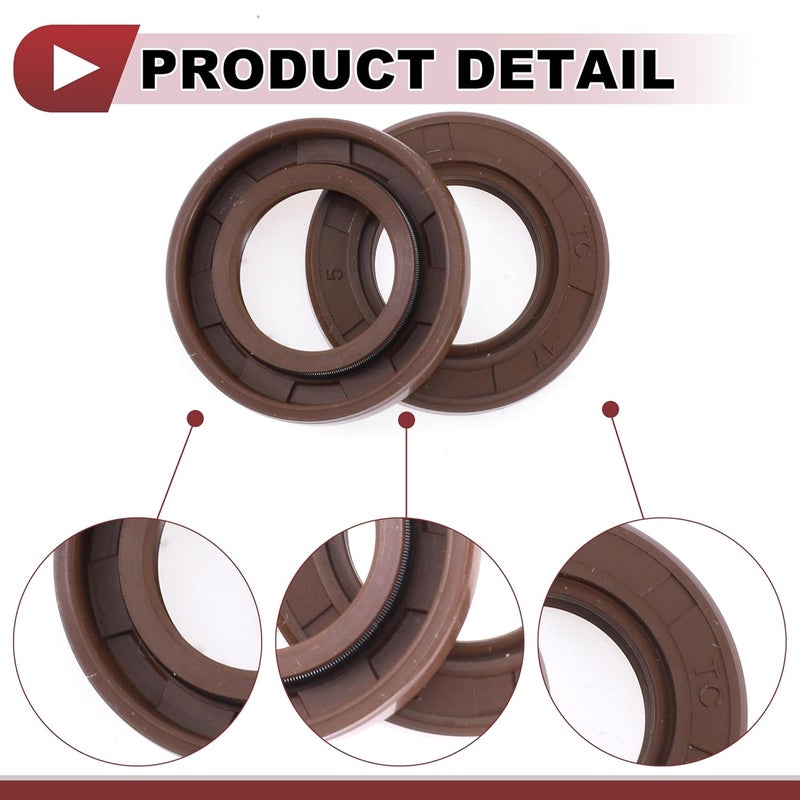 HEROFFIX Universal Oil Seal TC Seal Ring Rotary Shaft Seal 17x30x5mm High Pressure FKM Rubber Brown 2 Pcs - Image 5